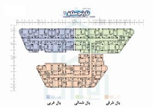 پلان نقشه سه یال پروژه نارنجستان 4