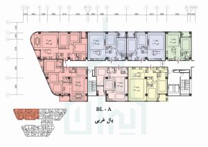 پلان نقشه واحد های یال و بال غربی پروژه نارنجستان 4 مروراید شهر